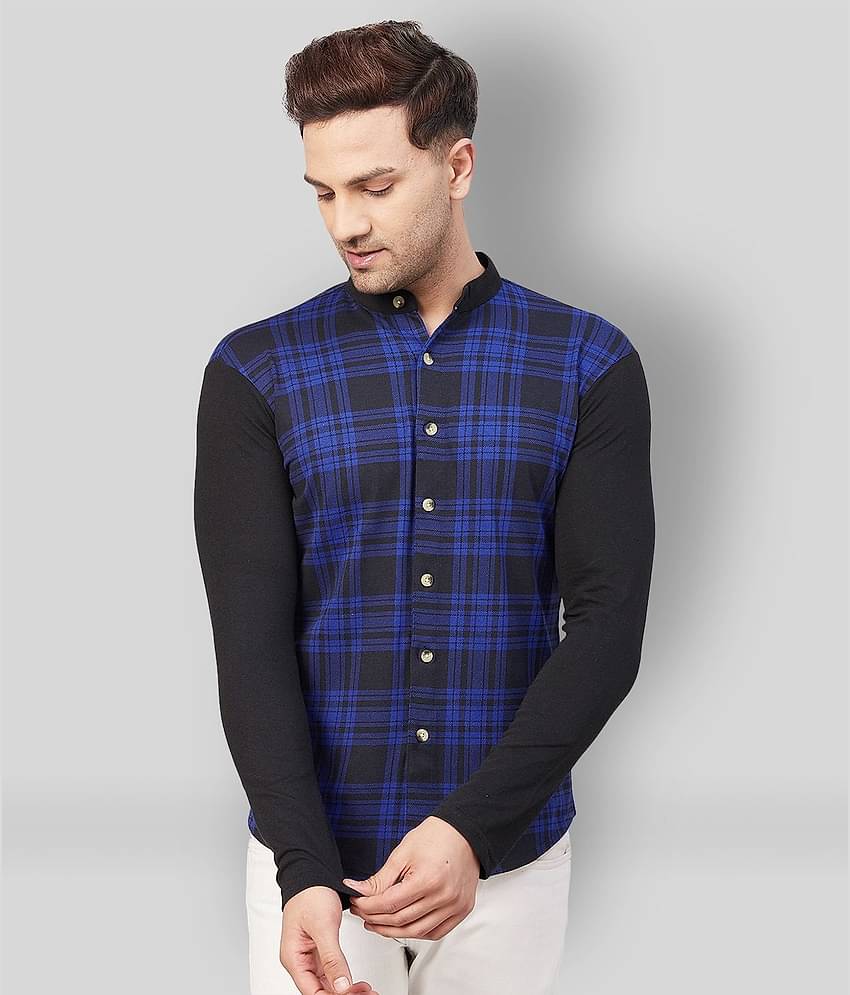 Gritstones - Light Blue Cotton Blend Regular Fit Men's Casual Shirt ( Pack of 1 )