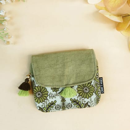 MINI FLAP WALLET- GREEN MADHUBANI