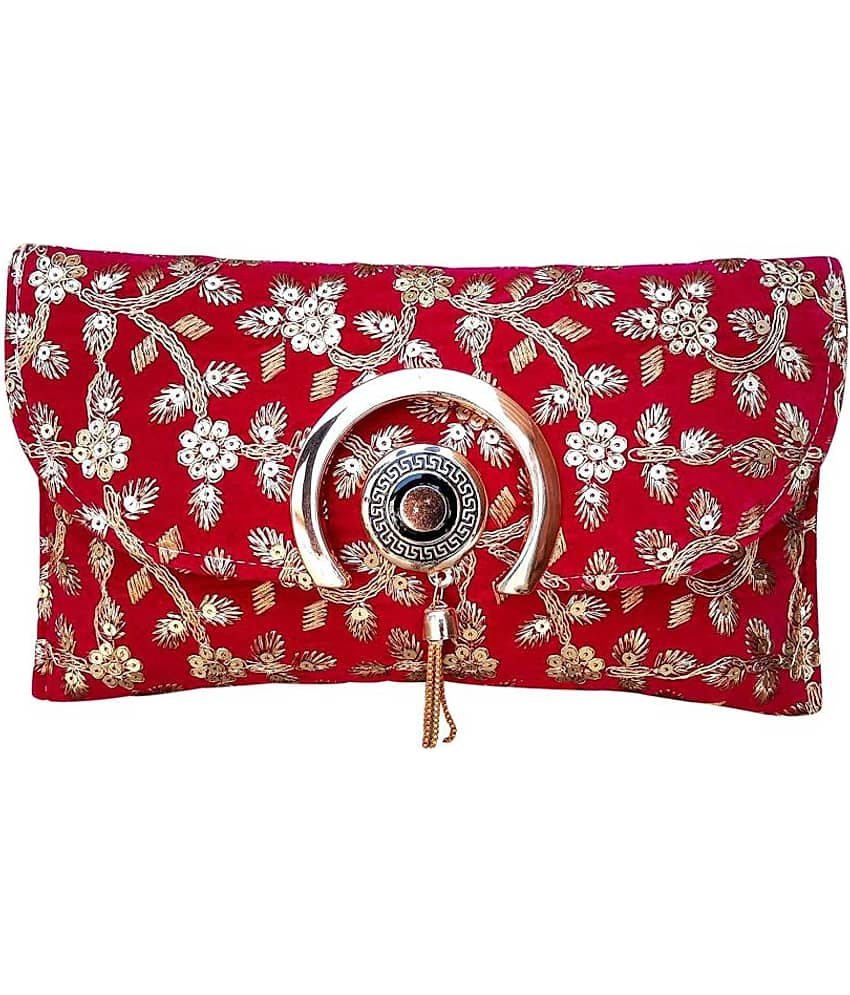 Apratim Red Velvet Box Clutch