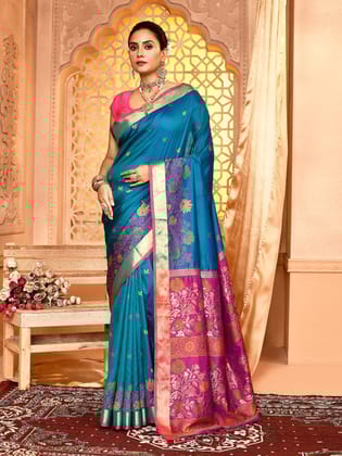 Royal Blue Pure Banarasi Weaving Silk Saree