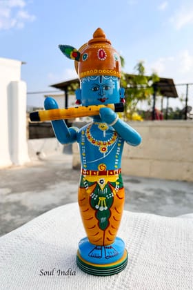 Handcrafted GI TAGGED Etikoppaka Krishna With Flute