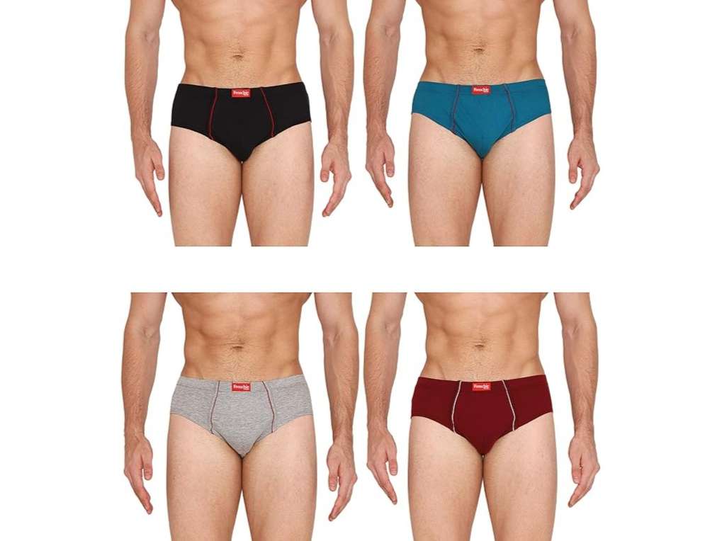 VIP Frenchie Plus Mens Cotton Briefs, Ultra-Soft, All-Day Comfort Fit, Assorted Colours - Pack of 4 - 80