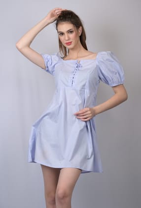 OWO THE LABEL Women Lite Purple Square Neckline  Dress (OTL-DRS1023)-Purple / S