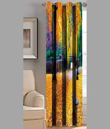 BELLA TRUE Floral Semi-Transparent Curtain 9 ft Pack of 1 Yellow