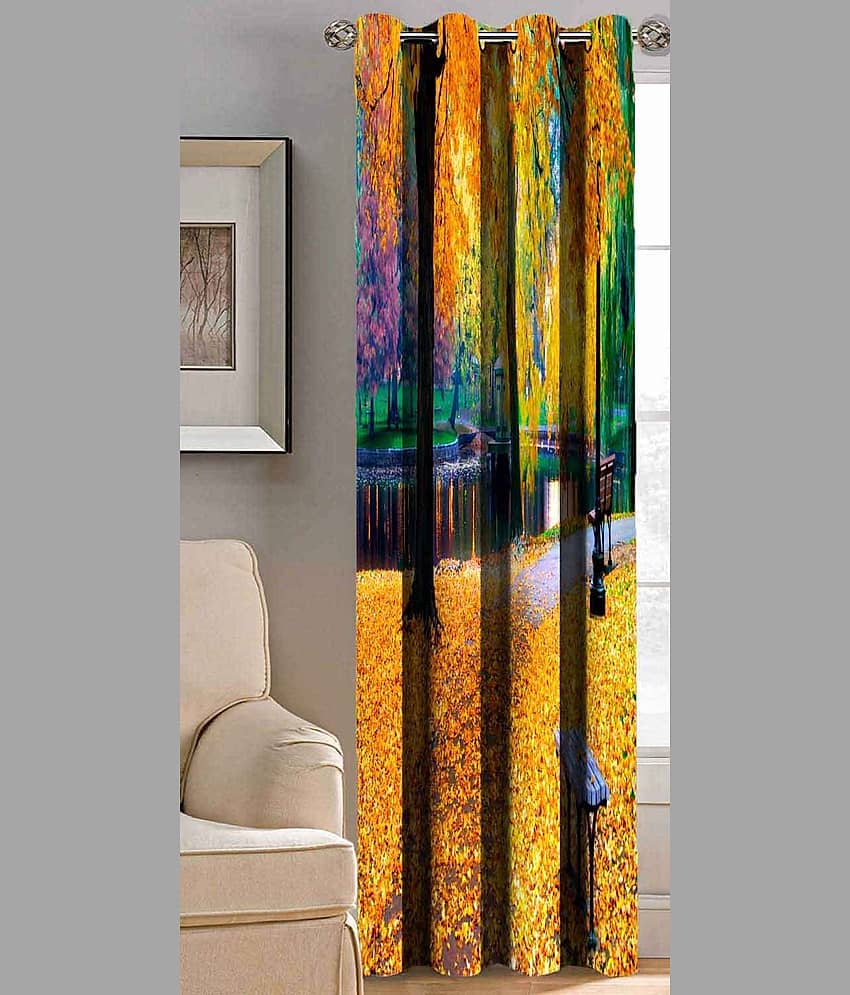 BELLA TRUE Floral Semi-Transparent Curtain 9 ft Pack of 1 Yellow