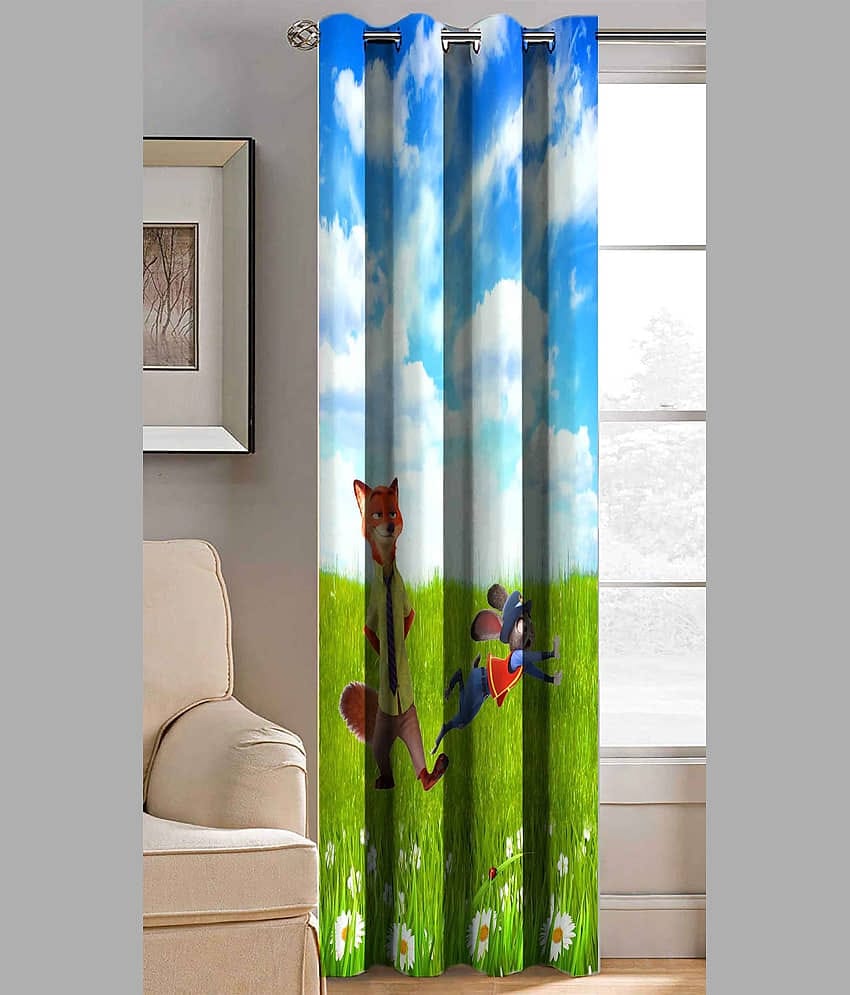 BELLA TRUE Abstract Printed Semi-Transparent Eyelet Curtain 9 ft ( Pack of 1 ) - Multicolor