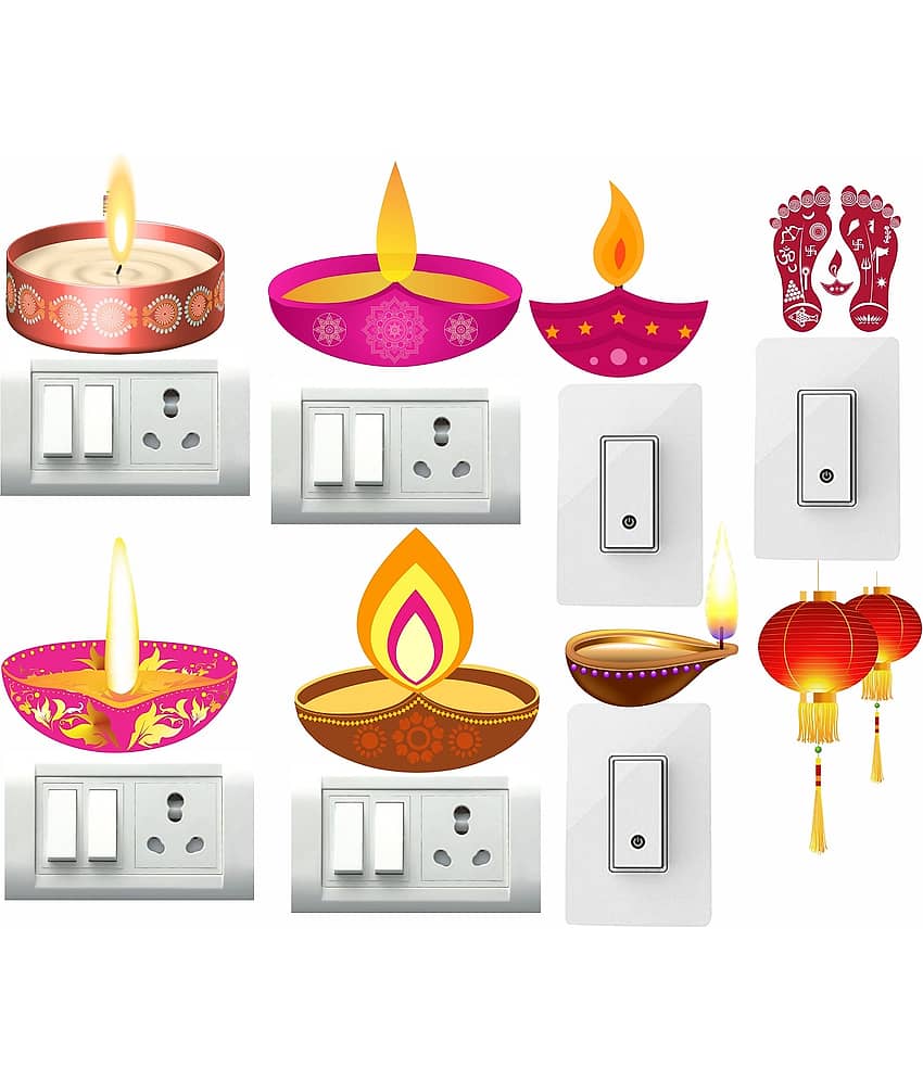 Decor Villa Deepak Switch Board Sticker Festive Sticker ( 20 x 27 cms )