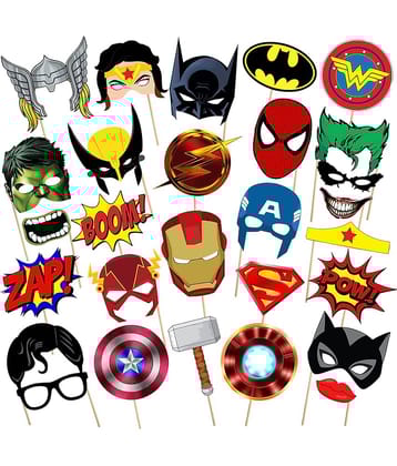 Zyozi 28 Pcs Super Heros photo booth props/Super Hero birthday theme decoration/Super Hero theme photo booth set/Batman photo props/Superhero Photo Booth Props/Superhero Party Supplies /Photo booth props kids/Photo booth props for birthday party