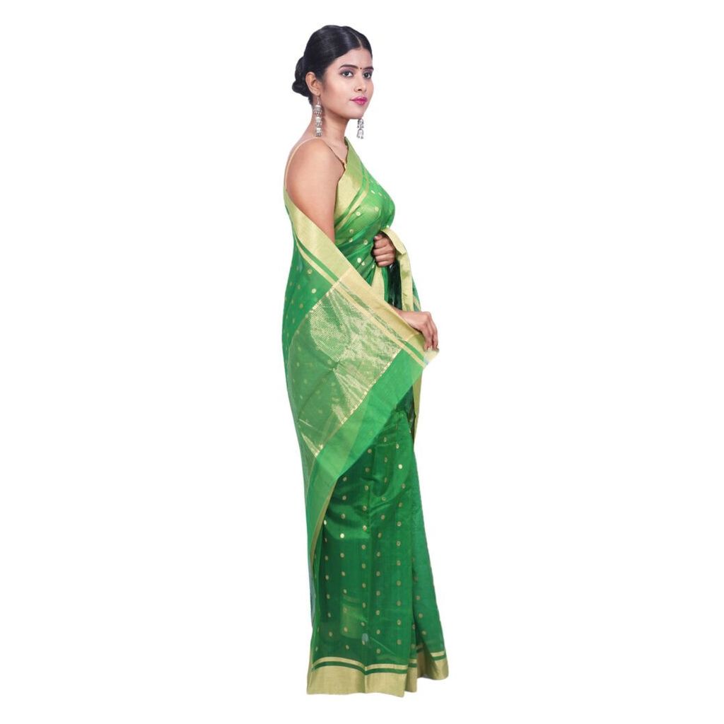 HANDLOOM CHANDERI SAREE- MERCERISED(COTTON+SILK MIX) WITH BLOUSE (SKU - 1SC104231220 SAREE-62) - Sarees | Buy online on ZillyBuy