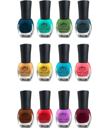 Looks United - Multi Glossy Nail Polish ( Pack of 12 )