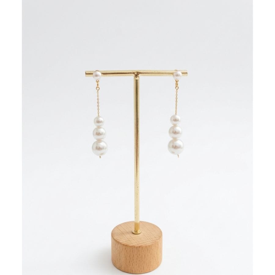 Earrings Triple-Drop Pearl