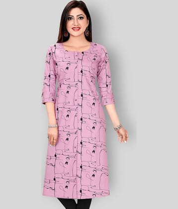 Meher Impex - Pink Cotton Women's Front Slit Kurti ( Pack of 1 )