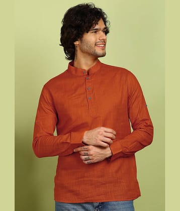 allan peter Cotton Plain Regular Kurta For Men ( Maroon )