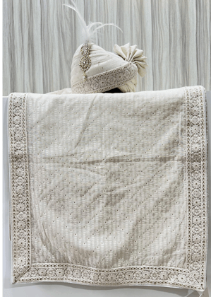 CREAM BROCADE SAFA DUPATTA SET ( ONPAPER PATTERN)