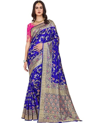 Sariya Jacquard Woven Saree With Unstitched Blouse Piece ( Peach )