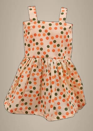 Mom And Me Peach Polka Dot Frock (1-2 Years) | Cambric Cotton | Party & Birthday