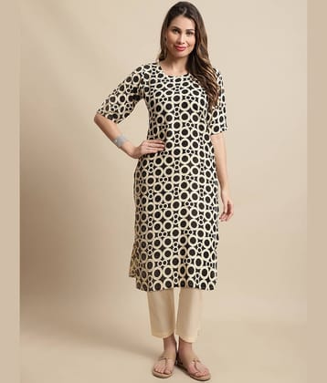 7Threads Crepe Printed Straight Women's Kurti - Black ( Pack of 1 )