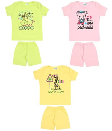 Dongli Pack of 3 Baby Boys 100% Cotton Top & Shorts ( Multi )