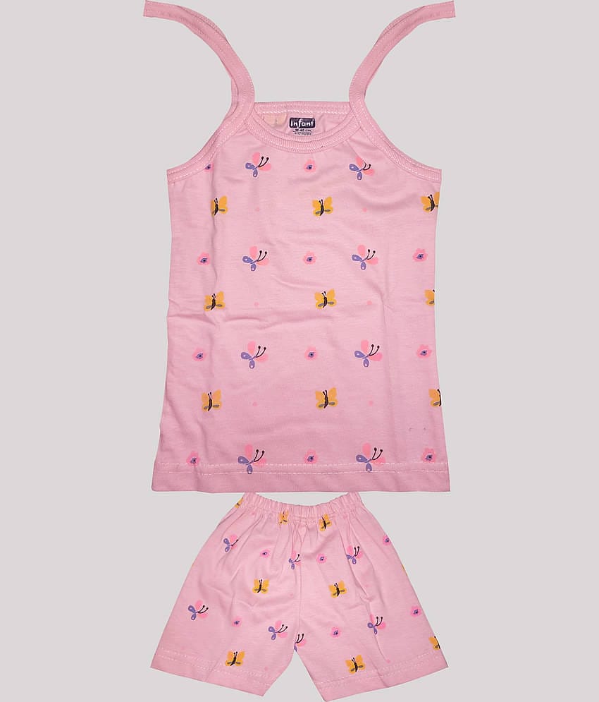 INFANT Pack of 1 Baby Girls Cotton Top & Shorts ( Pink )