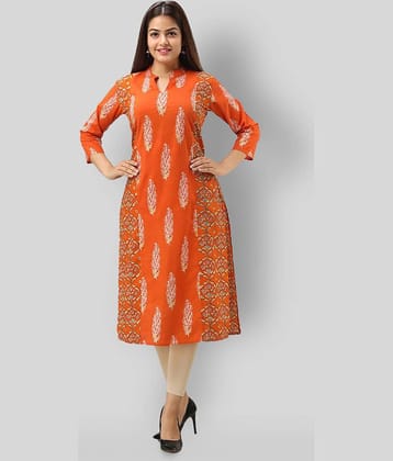 SVARCHI - Orange Cotton Women's Straight Kurti