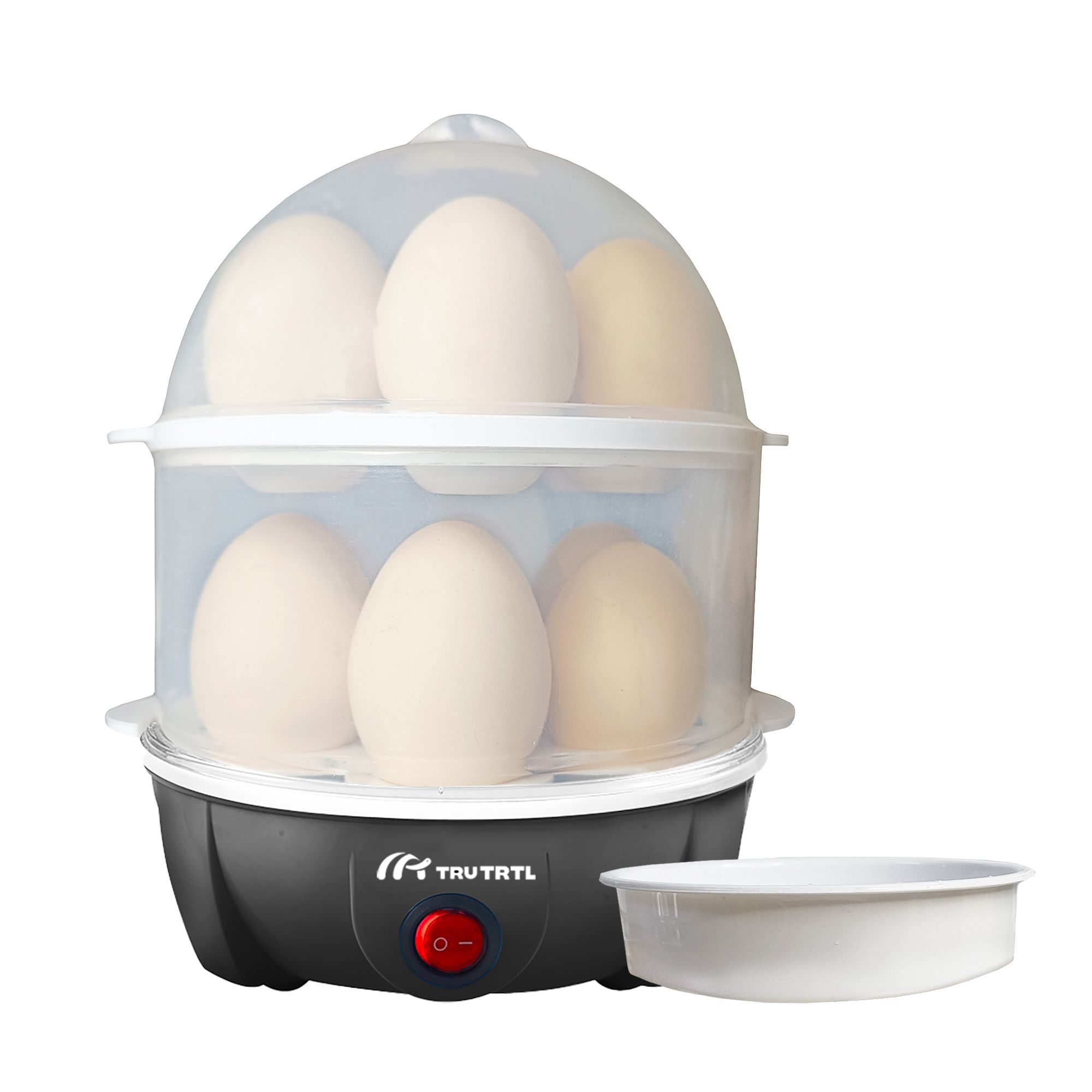 truTRTL Smart 4-in-1 Egg Boiler Machine 350 Watts | Boil upto 14 Eggs, Poach Eggs, Steam Vegetables Make Dhokla, Reheat | Black| Plastic