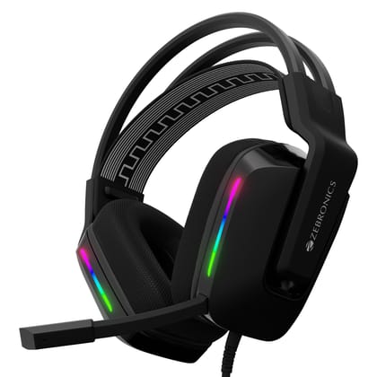 ZEBRONICS Havoc Premium Wired Gaming Over Ear Headphone with Dolby Atmos Subscription, 50mm Neodymium Drivers, Extra Soft Ear Cushion, Suspension Headband,Braided Cable (Black) ZEBRONICS Havoc Premium Wired Gaming Over Ear Headphone with Dolby Atmos Subs