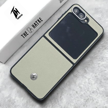 Off White Classy Leather Case for Samsung Galaxy Z FLIP 5