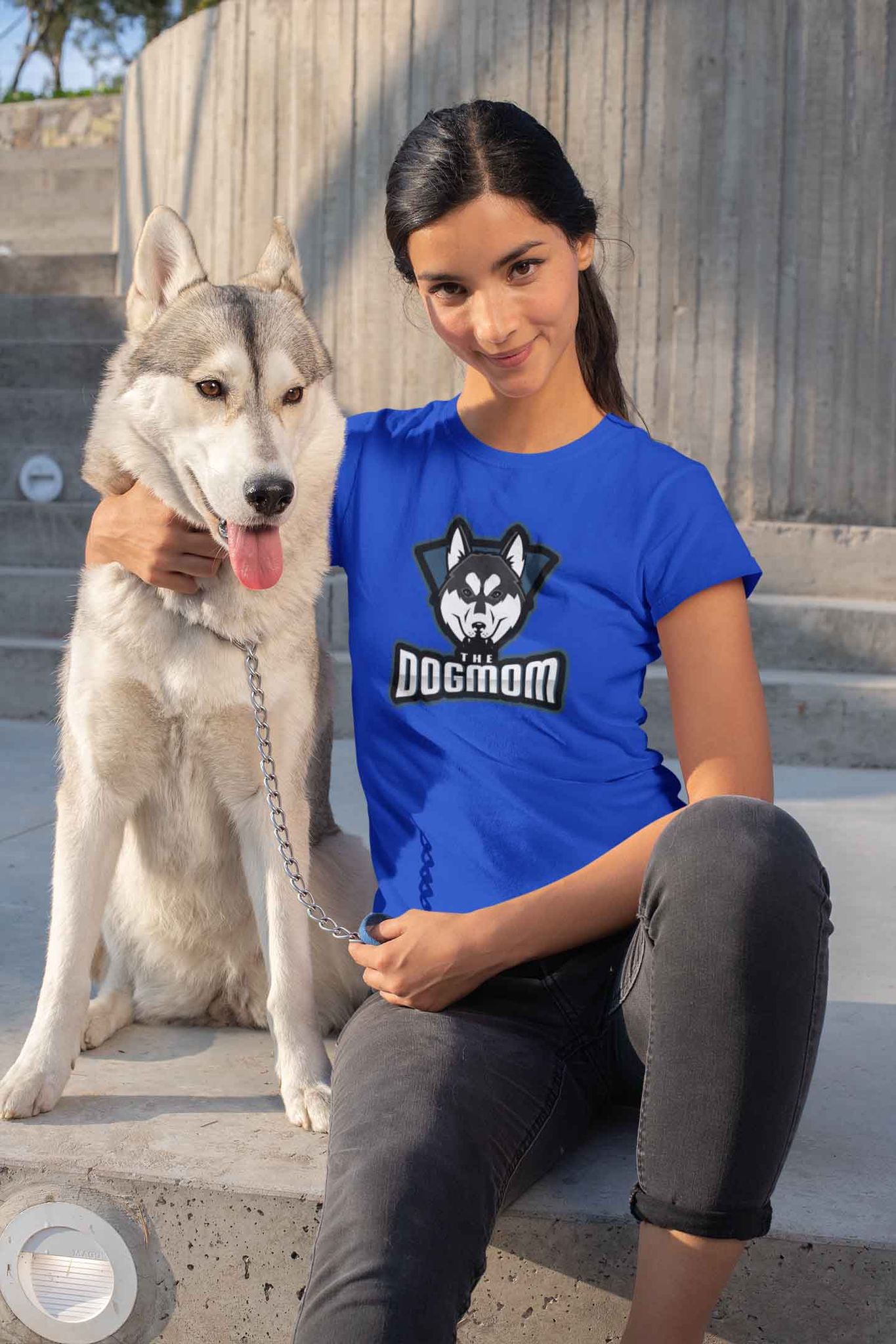 Round Neck T-Shirt (Women) - The Dogmom Husky (11 colours)