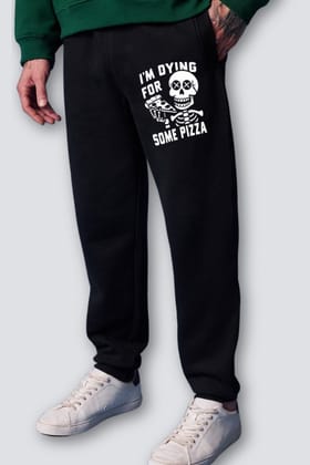 Dying For Pizza Straight Fit Joggers - Black-S