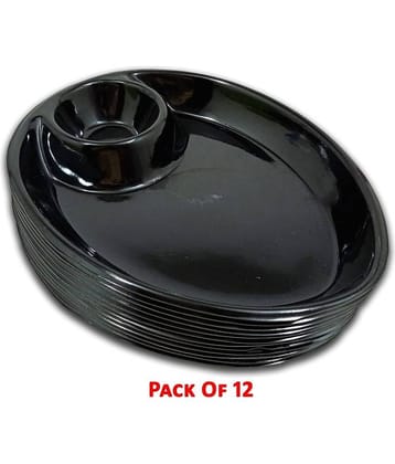 Inpro 12 Pcs Melamine Black Quarter Plate