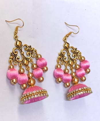 Metal Charm Beaded Jhumka Earrings