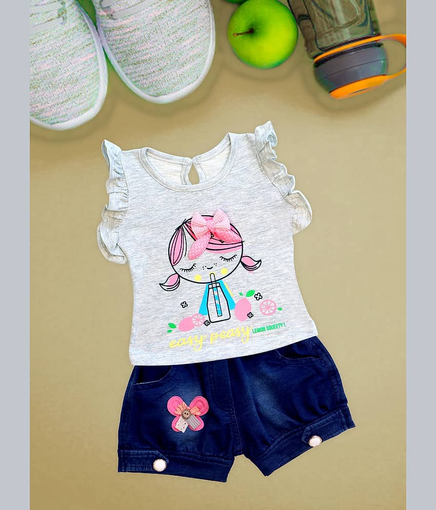 Me N My CLOSET Baby Girls 100% Cotton Tops & Bottoms Sets ( Gray )