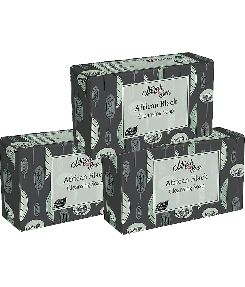 Mirah Belle Black African For Healing Acne, Pimples Paraben, GMO-Free, Soap 125 g Pack of 3