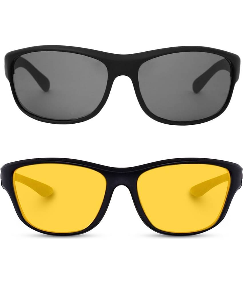 Kanny Devis - Black Wrap Around Sunglasses ( Pack of 2 )