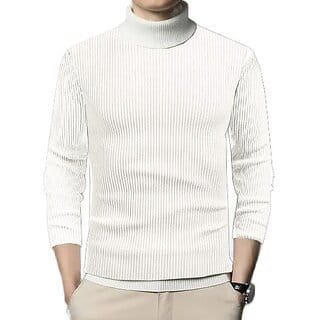 Fashlook Solid Full Sleeve Casual White Sweaters For Mens