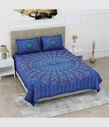 Uniqchoice Cotton Double Bedsheet ( Blue )
