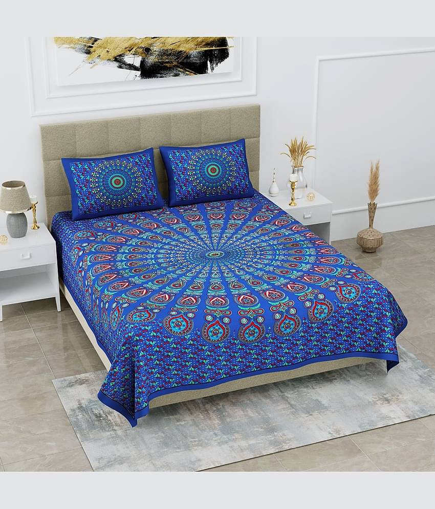 Uniqchoice Cotton Double Bedsheet ( Blue )