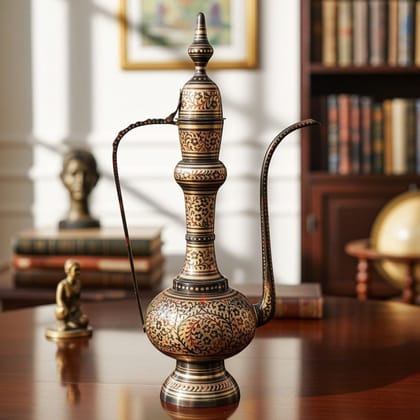 Brass Aftaba with Surahi Design � Heritage Style Decorative Showpiece, Height : 32 Inch (FMAS350 C)