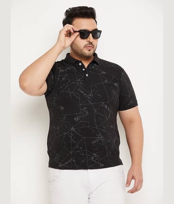 RELANE Pack of 1 Cotton Blend Regular Fit Printed Half Sleeves Men's Polo T Shirt ( Black )