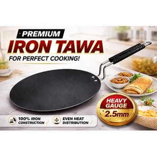 ROTI TAWA F 040526 Premium Heavy Gauge Iron Tawa 2.5mm  100 Iron Roti Dosa Tawa  Gas  Induction Compatible Flat T