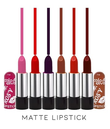 Color Diva Long Wear Moist-112A Lipstick Multi Pack of 6 4.5 g