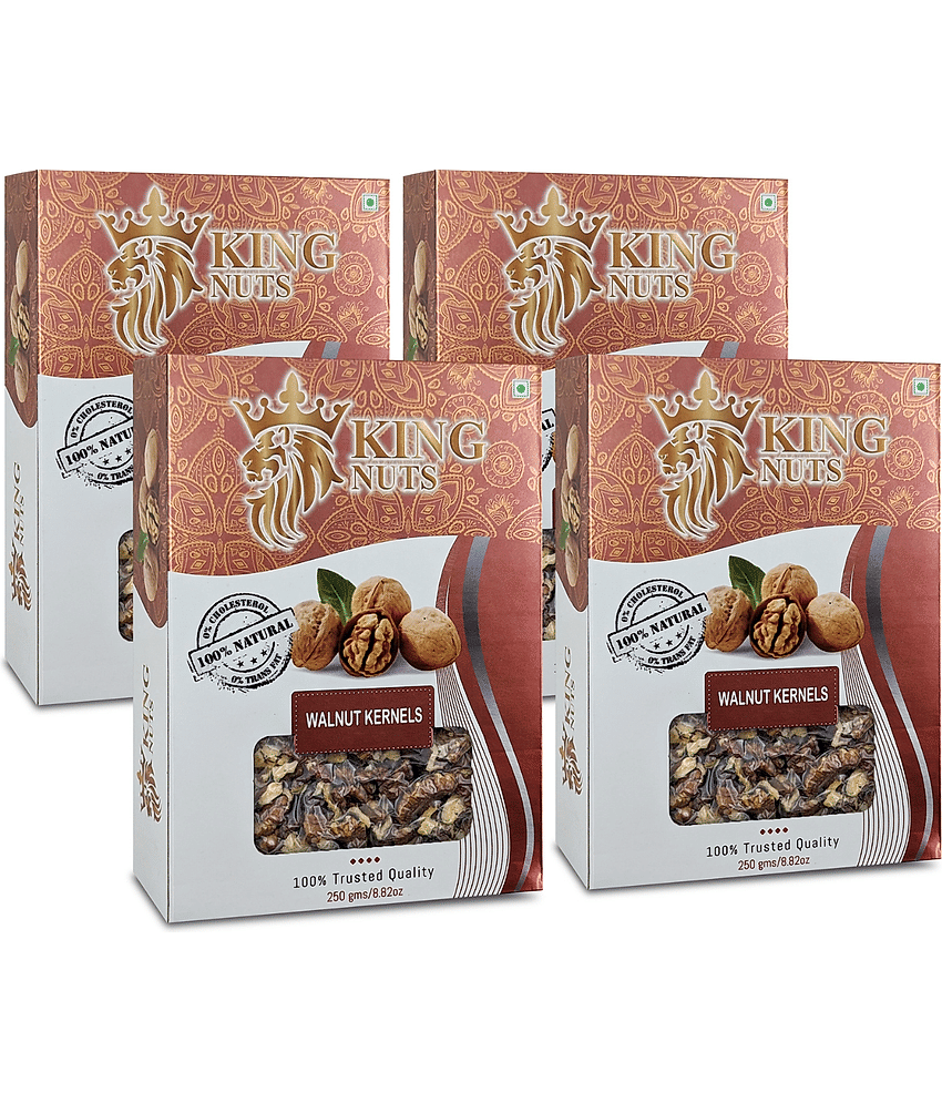 King Nuts Kashmiri Amber Broken Walnuts Kernels 250gm each pack of 4