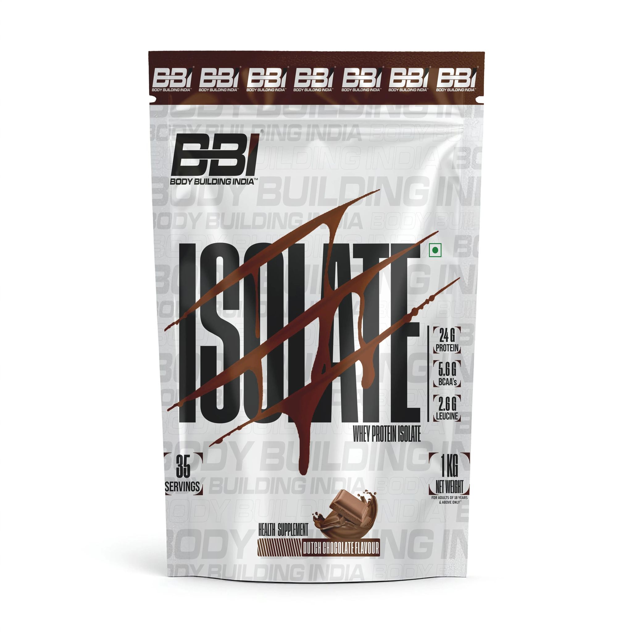 Body Building India BBI ISOLATE Whey Protein Isolate | 24gm Protein-1 Kg / Dutch Chocolate