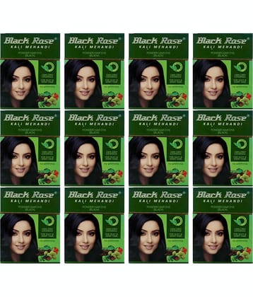 Black Rose Kali Mehandi Powder Hair Dye Black 50g (PACK OF 12)