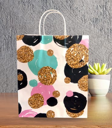 90 GSM Party Ball Printed Paper Gift Bags, Ideal for Birthday Return Gifts, Wedding Gifts, & Gifting on Special Occasions (Size: 11.4 x 9.4 x 4.7 inch) -  12