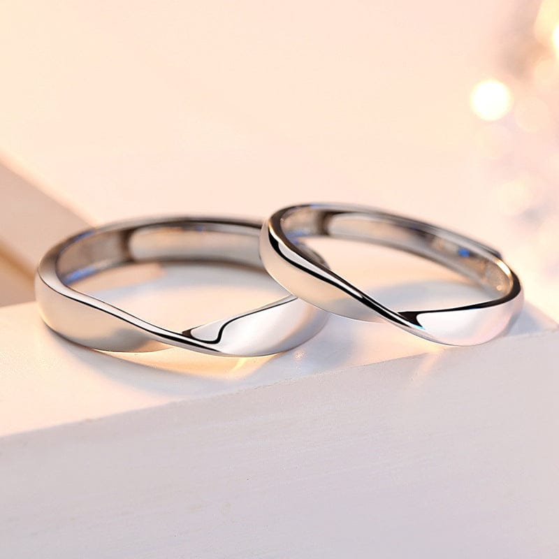 Silver Couple Rings Silver Gift for Anniversary-FREE SIZE (ADJUSTABLE) / Silver
