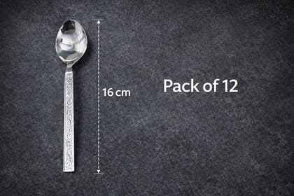 Premium Stainless Steel Designer Spoon Set (Pack of 12) – Mirror Finish, Durable & Rust Resistant