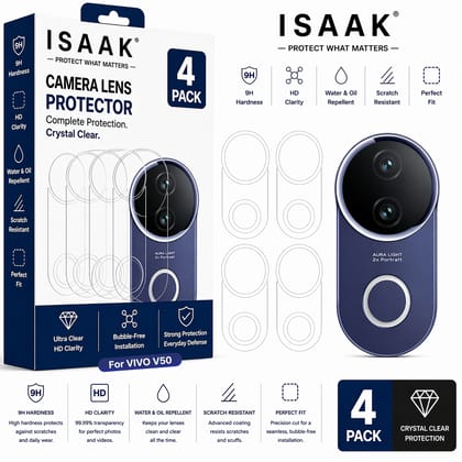 ISAAK Back Camera Lens Protector compatible for Vivo V50 5G (Pack of 4)
