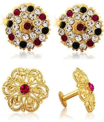Vighnaharta Traditional South Culture Alloy Gold Plated Stud Earring Combo set ( Pack of- 2 Pair Earrings)