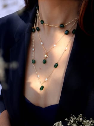 Ulfat Green Kundan Necklace-Green